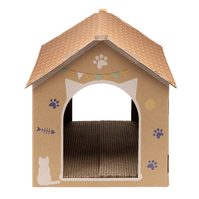 Maison pour chat à décorer avec grattoir intégré