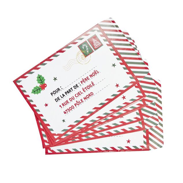 Pochette cadeau No&euml;l x6 motif traditionnel "De la part de" 20x28cm