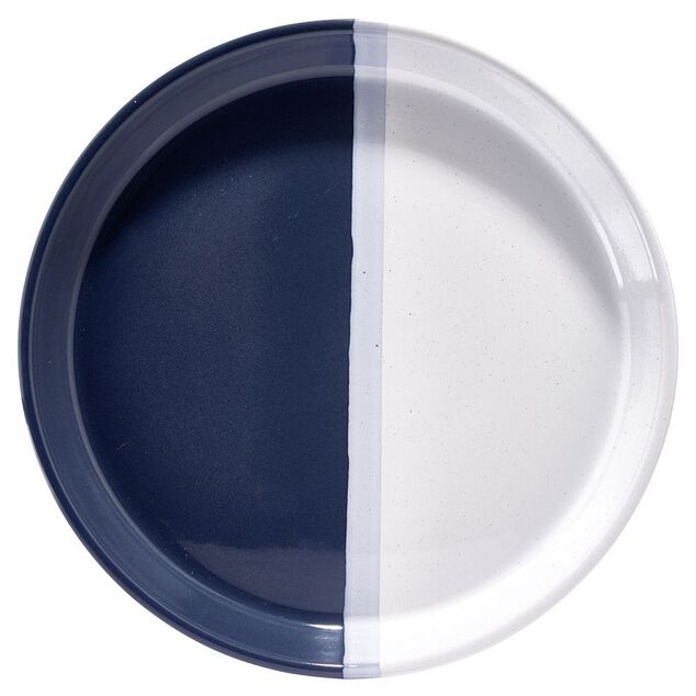 Assiette plate fa&iuml;ence blanc et gris &Oslash;26cm