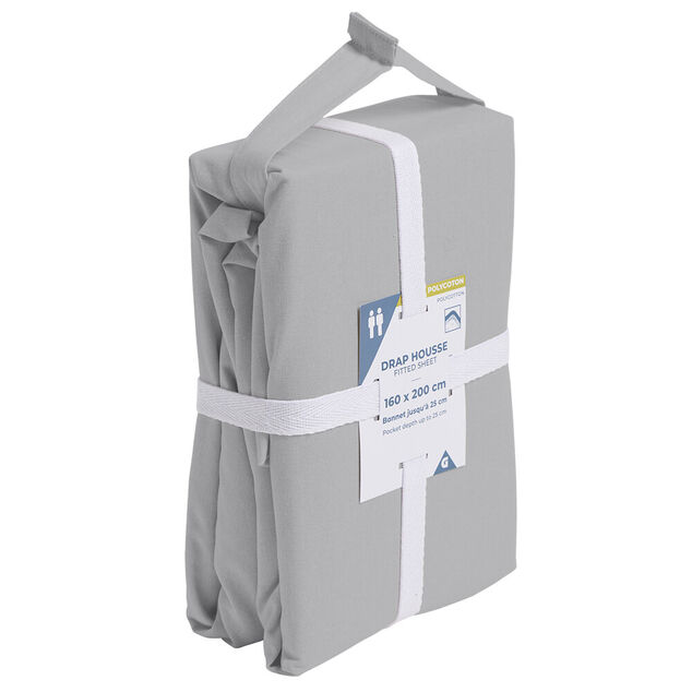 Drap housse 160x200cm polycoton gris