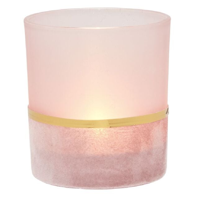 Photophore en verre teint&eacute; &eacute;co velours H8 cm