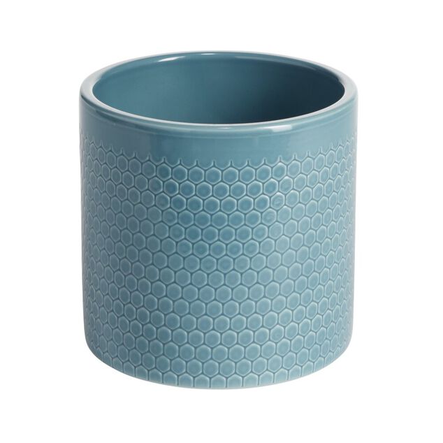 Pot de fleur bleu oc&eacute;an motif nid d'abeille 1,29 L &Oslash;13,5x12,3 cm - Capri
