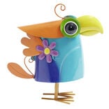 D&eacute;coration ext&eacute;rieure figurine oiseau gribouille multicolore H30,5cm