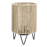 Lampe &agrave; poser corde naturelle pieds m&eacute;tal noir &Oslash;13xH21cm