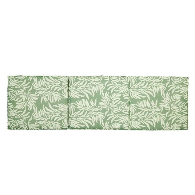 Coussin bain de soleil Oxford motif feuillage vert et beige 185x55xH4cm