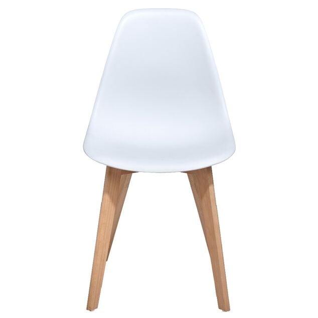 Chaise Chlo&eacute; blanche pieds h&ecirc;tre L.47 x P.52 x H.85 cm - Lot de 2