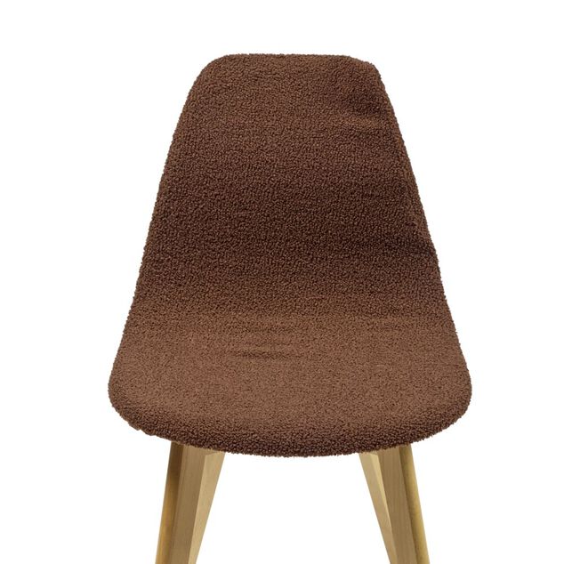 Housse de chaise tissu bouclette marron 45x40x48cm