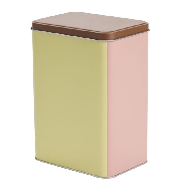 Bo&icirc;te alimentaire m&eacute;tal bicolore 20x13cm (2 mod&egrave;les jaune/rose ou orange/blanc)