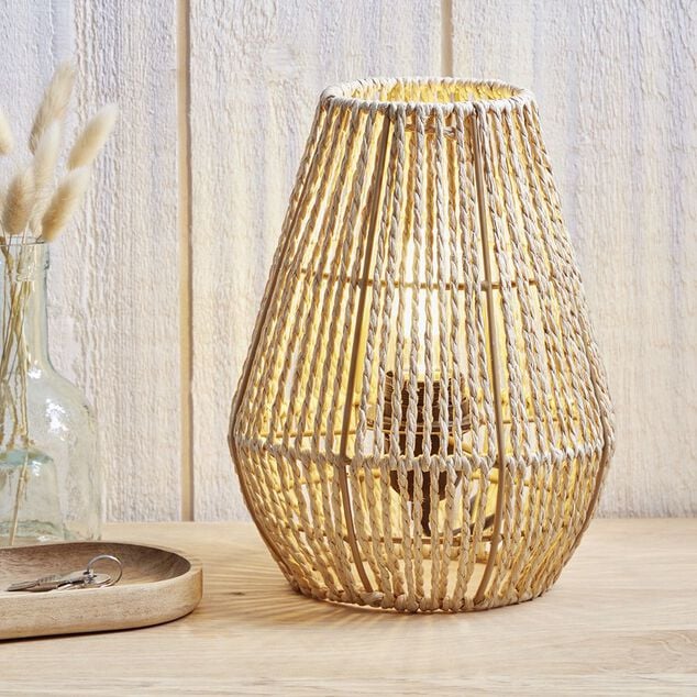 Lampe de chevet avec abat jour en cordage imitation jute naturel