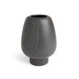 Vase visage céramique noir Ø13xH18cm