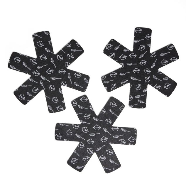 Lot de 3 prot&egrave;ge-po&ecirc;les &Oslash;38cm polyester noir ou gris
