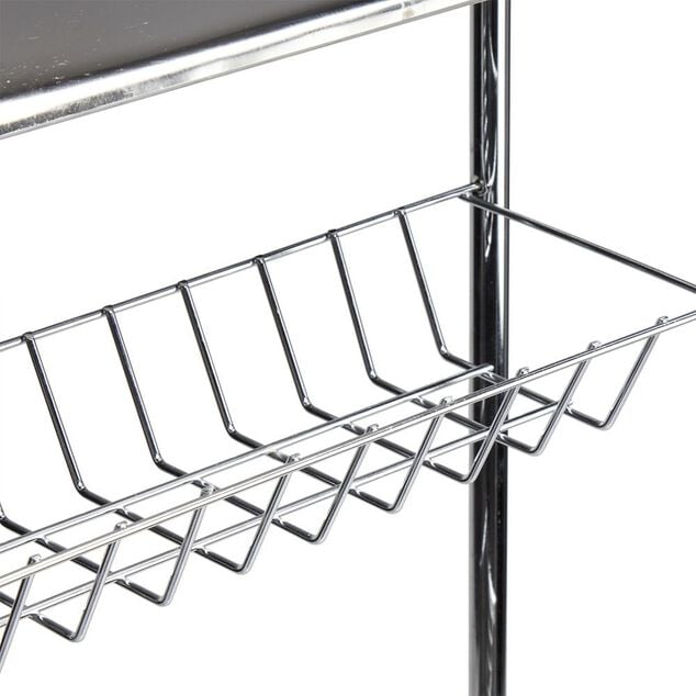 Desserte de salle de bains 4 niveaux m&eacute;tal gris