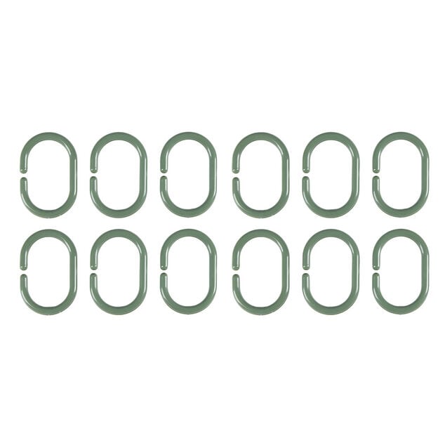 Rideau de douche avec anneaux et tapis salle de bain chenille (2 modèles gris ou vert)