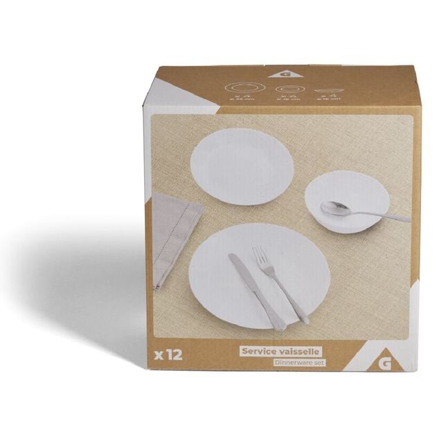 Service vaisselle opale 12 pi&egrave;ces
