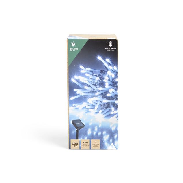 Guirlande lumineuse solaire 100LED blanc froid 9,9m