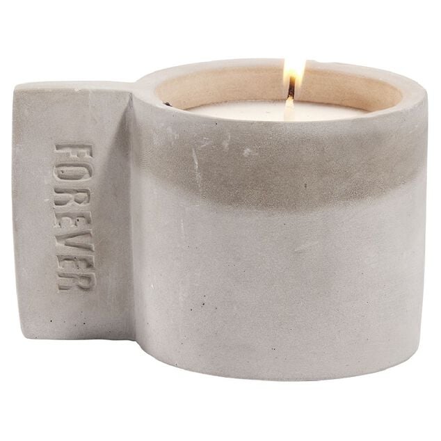 Bougie dans pot ciment gravure Forever - &Oslash;7xH10cm