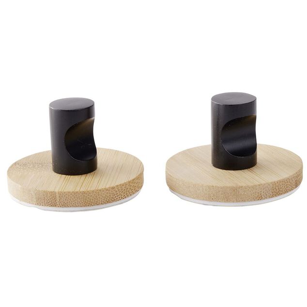 Pat&egrave;re murale ronde bambou et m&eacute;tal &Oslash;5cm x2