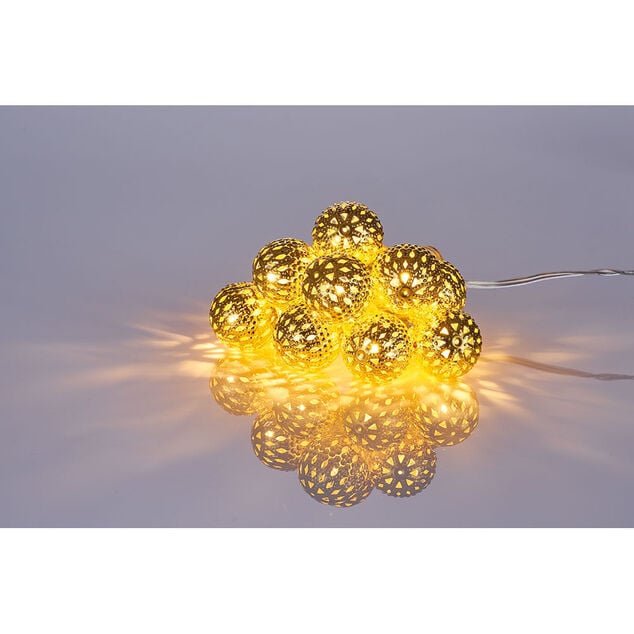 Guirlande boules lumineuses 10 LED blanc chaud fixe 90 cm