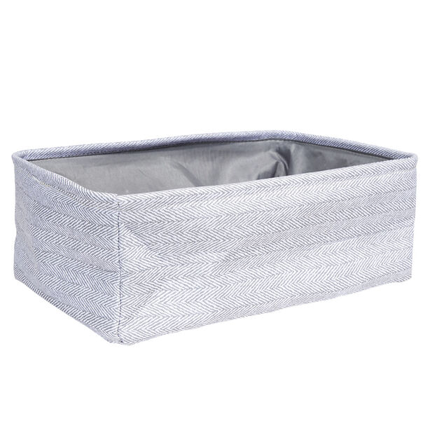 Pani&egrave;re de rangement rectangulaire tiss&eacute; gris 35x24xH13cm