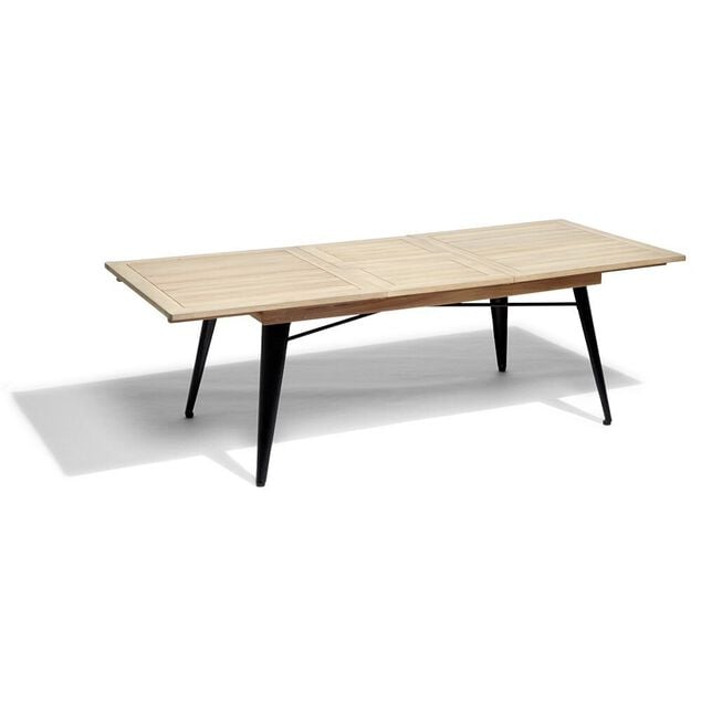 Table extensible Fabrik 6/8 personnes acacia naturel et m&eacute;tal noir 180/240x100xH75cm