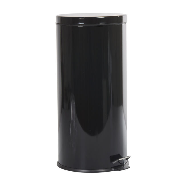 Poubelle ronde p&eacute;dale noir 30L