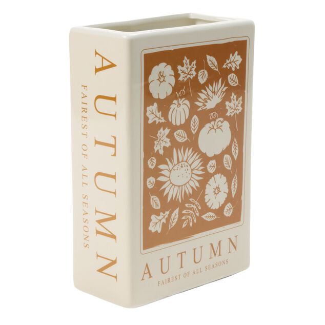 Vase rectangulaire automne en c&eacute;ramique 13,5x6,5xH20cm (2 mod&egrave;les)