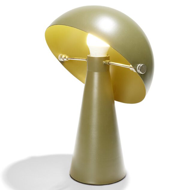 Lampe &agrave; poser forme champignon en fer H34cm vert fonc&eacute;