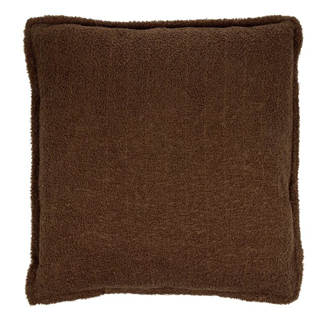 Coussin carr&eacute; bouclette uni 60x60cm (2 mod&egrave;les rouge ou marron)