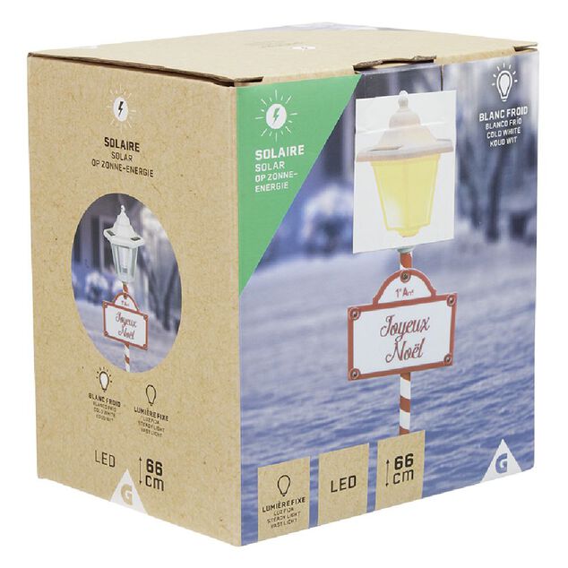 Lanterne lumineuse à planter solaire H75cm effet flamme vascillante