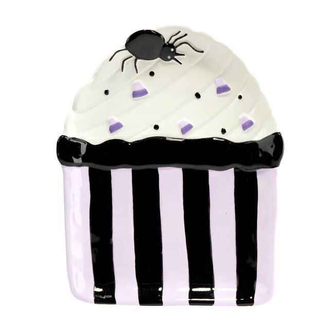 Coupelle Halloween cupcake dolomite noir et blanc 13x17cm