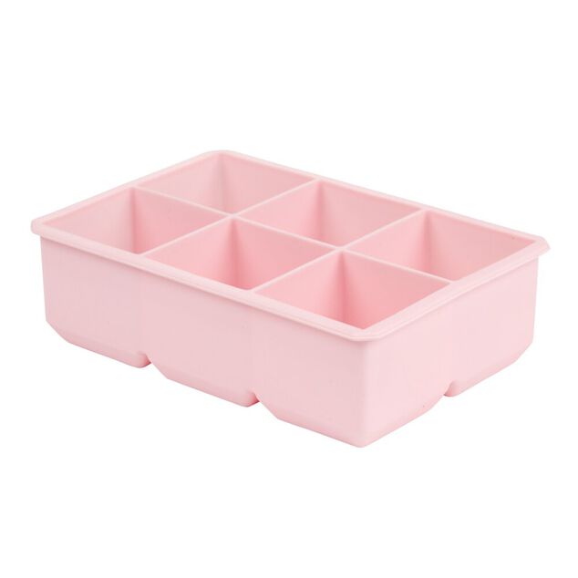 Moule &agrave; gla&ccedil;ons silicone 6 empreintes carr&eacute; L16X11XH4 cm rose