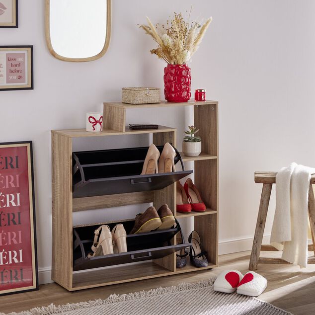 Range chaussures bois Markus 12 paires 86,5x24xH92cm