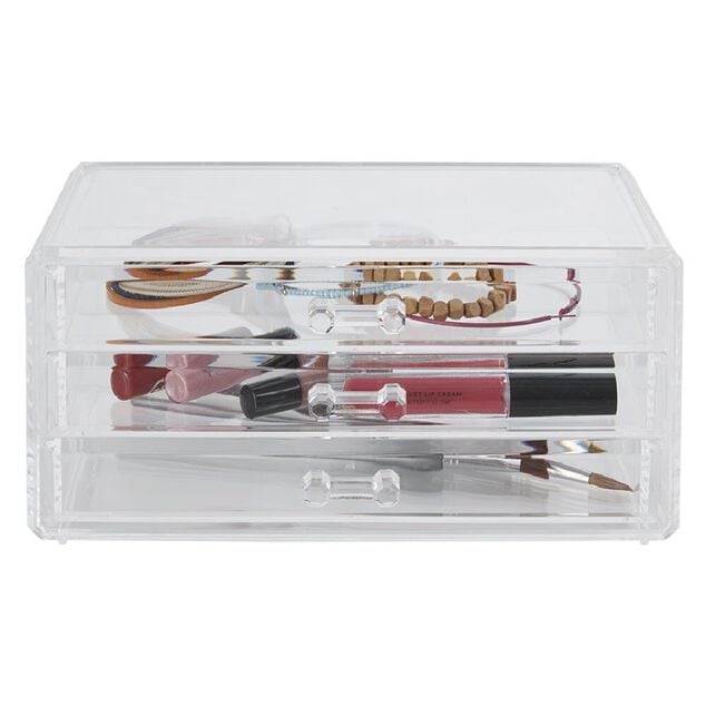 Bo&icirc;te rectangulaire 3 tiroirs transparents