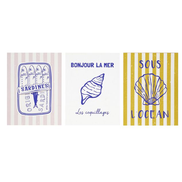 Affiche d&eacute;corative x3 th&egrave;me bord de mer 30x40cm (4 mod&egrave;les)