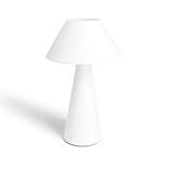 Lampe &agrave; poser tactile conique m&eacute;al blanc &Oslash;21xH27cm