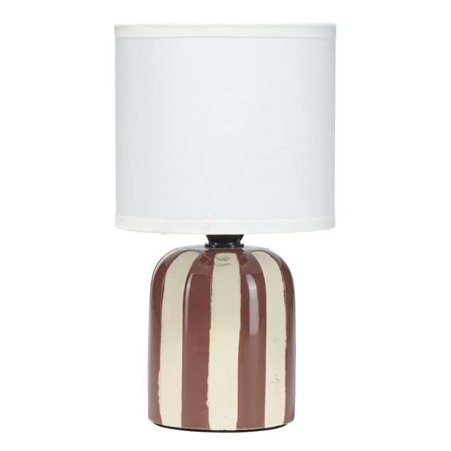 Lampe &agrave; poser LED c&eacute;ramique rayures abat-jour blanc &Oslash;12xH21,5cm (4 mod&egrave;les)