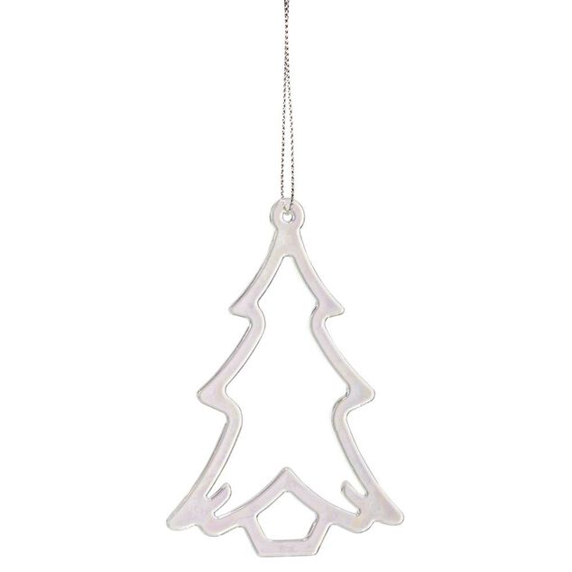 Sapin ajour&eacute; &agrave; suspendre transparent iridescent H.10 cm