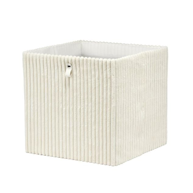 Panier de rangement 20L velours c&ocirc;tel&eacute; beige