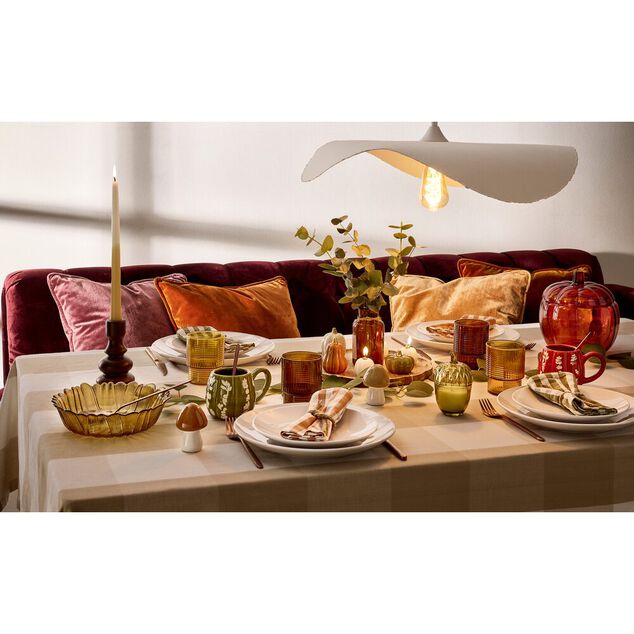 Verre bas 325 ml Helen verre stri&eacute; &Oslash;9XH7 cm (3 mod&egrave;les jaune marron ou beige)