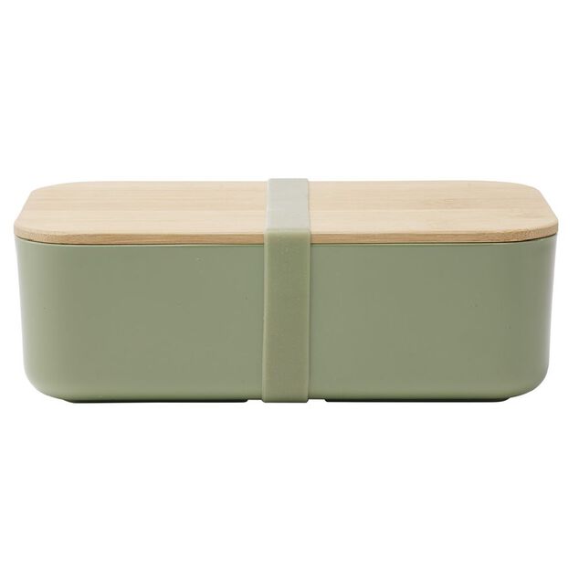 Lunchbox en plastique avec couvercle bambou +sangle silicone 900 ml