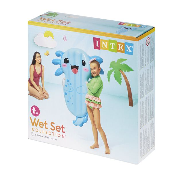 Matelas de piscine gonflable Intex forme axolotl bleu 107x117cm