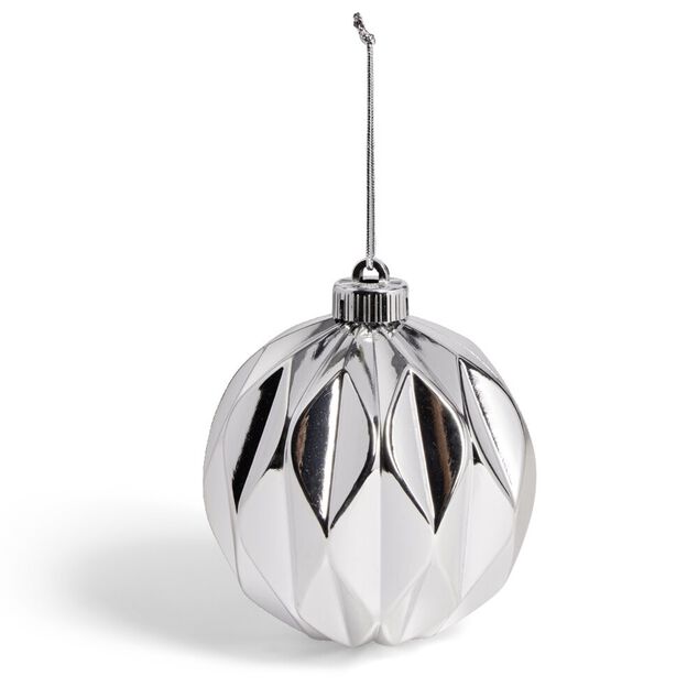 Boule de No&euml;l origami argent&eacute; ou bleue &Oslash;12cm - 2 coloris