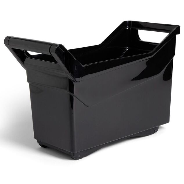 Bac de rangement plastique avec poign&eacute;es et roues 36x18xH28cm