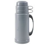 Bouteille thermos 1L avec 2 tasses int&eacute;gr&eacute;es gris fonc&eacute; &Oslash;11xH31,5cm