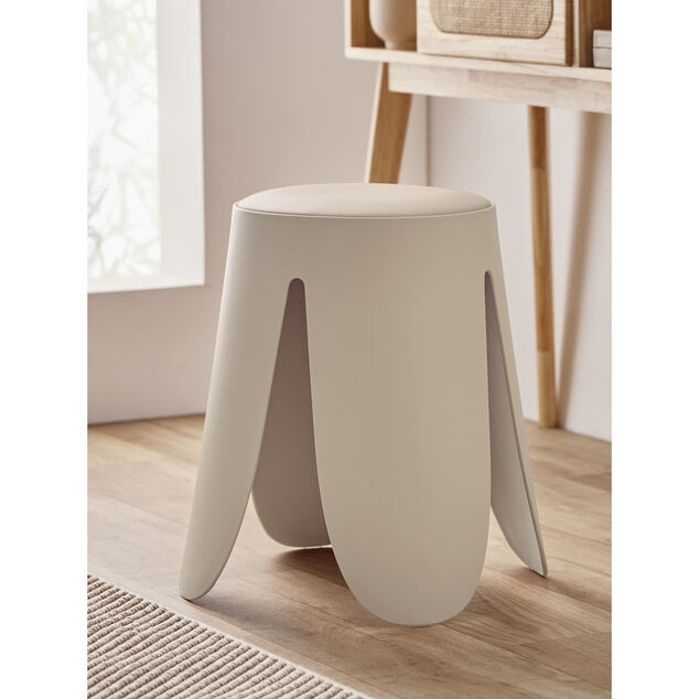Tabouret rond Spiro pieds larges plastique beige &Oslash;33xH46cm