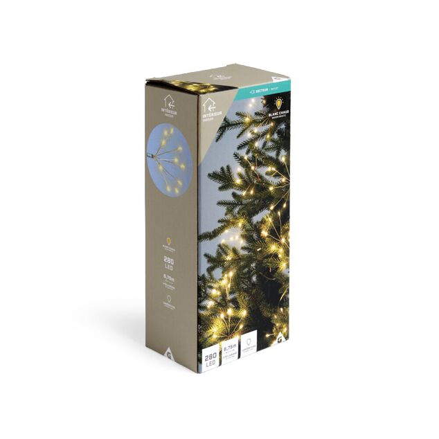 Guirlande lumineuse int&eacute;rieur effet feu d'artifice 280LED blanc chaud 6,7m