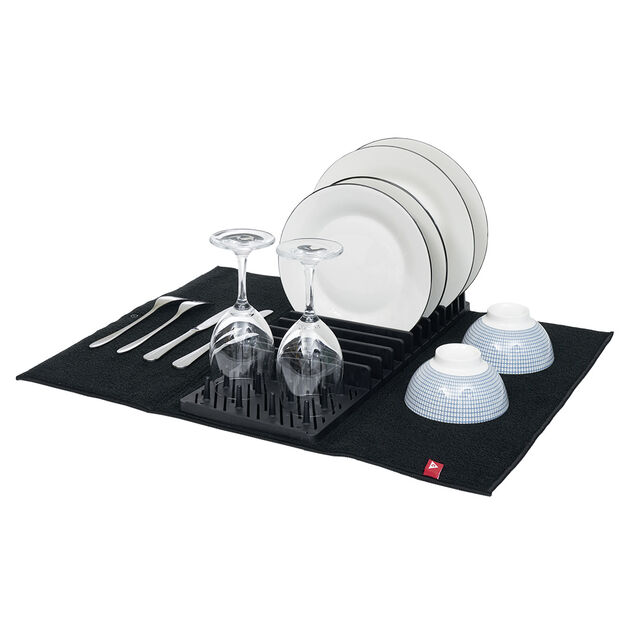 &Eacute;gouttoir avec tapis pliable noir 11 rang&eacute;es 12 picots