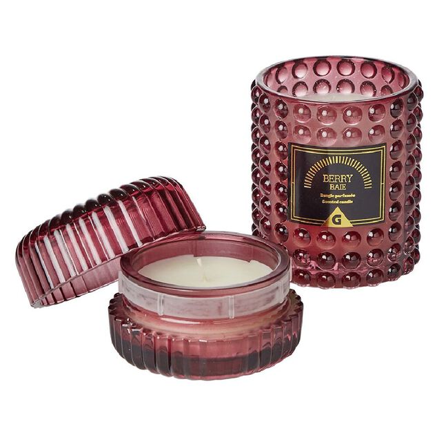 Coffret senteur 2 bougies parfum&eacute;es dans verre d&eacute;co relief