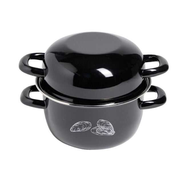 Marmite à moules avec couvercle Ø20,5cm acier noir