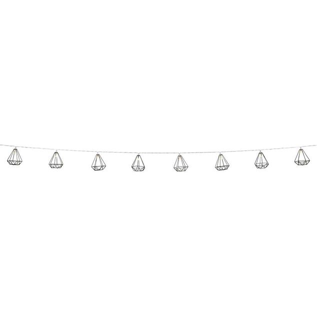 Guirlande lumineuse 10 diamants m&eacute;tal noir 165cm